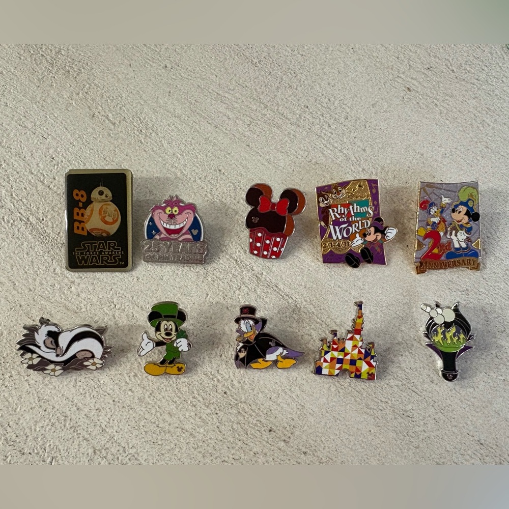 Disney Collectible Pin Set of 10 authentic pins